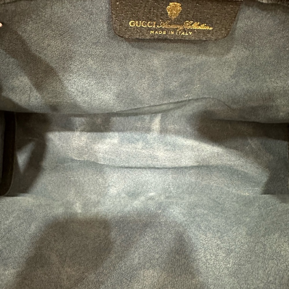 GUCCI Vintage Sherry Line GG Web PVC Canvas Leather Navy Blue Clutch Bag - Picture 4 of 11